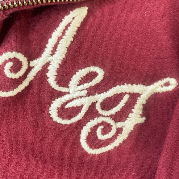 Vintage Abercrombie & Fitch Maroon Full Zip Hoodie Women’s L A&F Crest Y2K Style - Picture 6 of 11